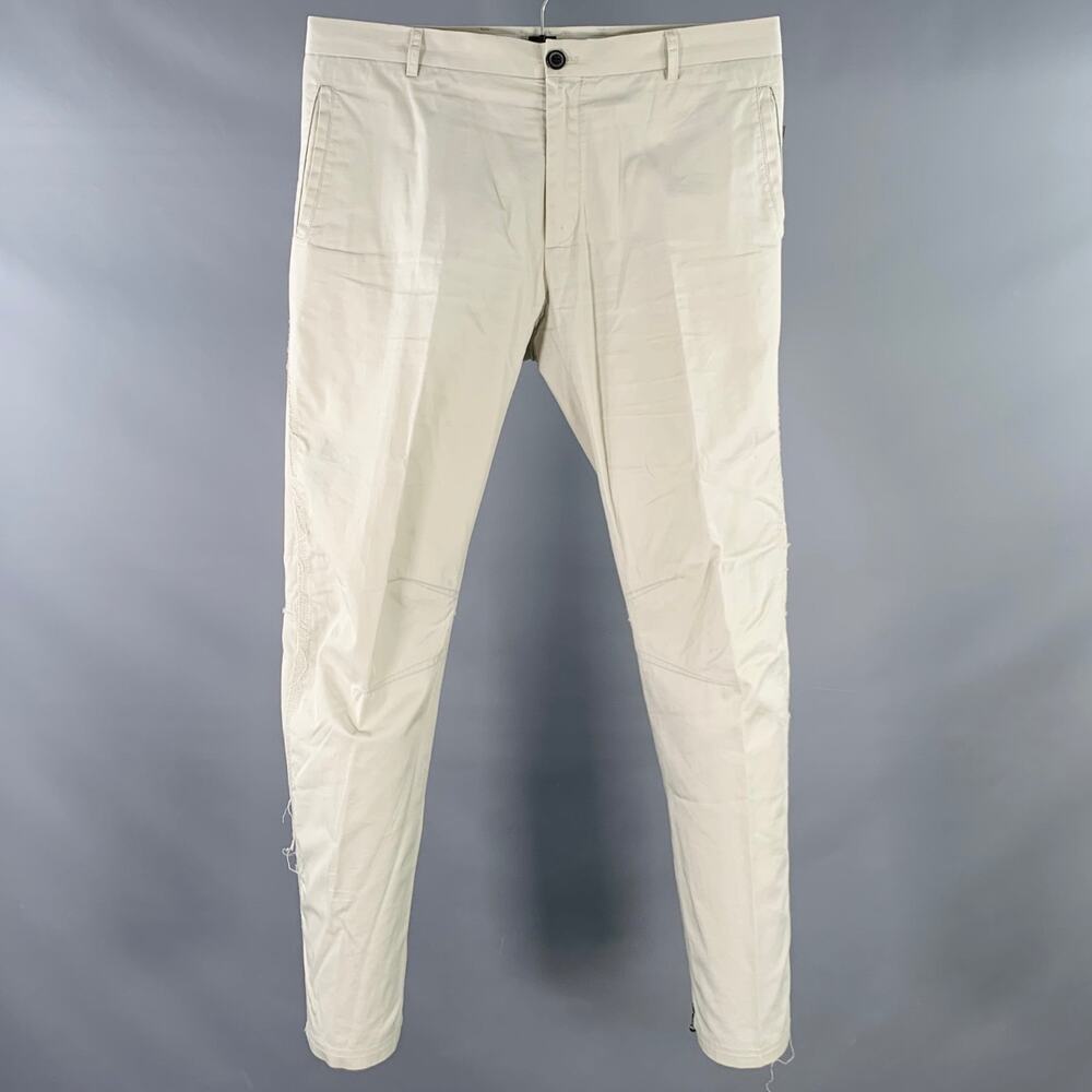 LANVIN Size 32 Ivory Cotton Ankle Zip Flat Front Dress Pants